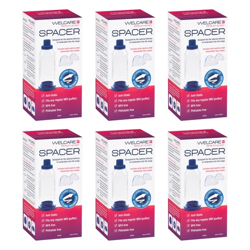 Welcare Breatheasy Spacer 220mL Pack of 6