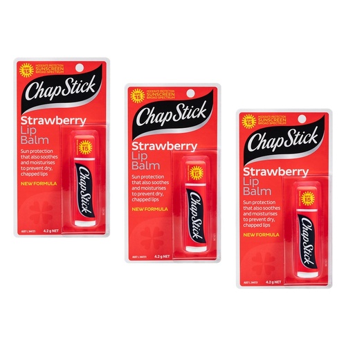 Chapstick Strawberry Lip Balm SPF15 4.2g Pack of 3