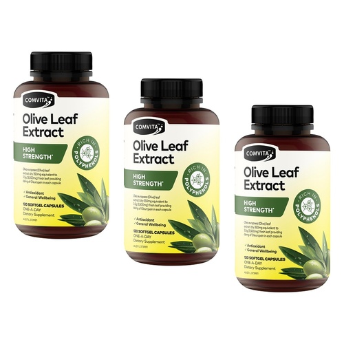 Comvita Olive Leaf Extract High Strength Softgel Capsules 120 Capsules Pack of 3