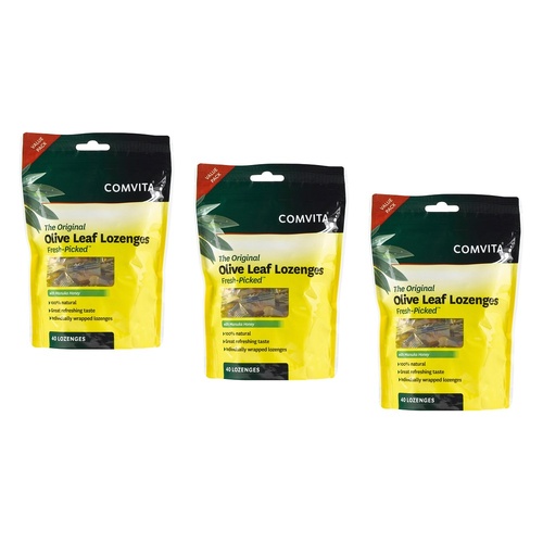Comvita Olive Leaf Lozenges with Manuka Honey 40 Lozenges Pack of 3