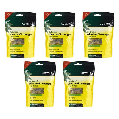 Comvita Olive Leaf Lozenges with Manuka Honey 40 Lozenges Pack of 5