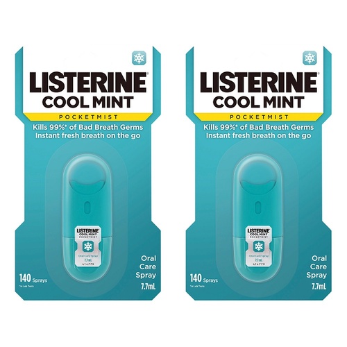 Listerine PocketMist Oral Care Spray Cool Mint 7.7mL Pack of 2