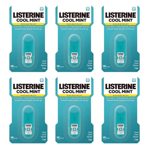 Listerine PocketMist Oral Care Spray Cool Mint 7.7mL Pack of 6