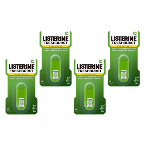 Listerine Freshburst PocketMist Oral Care Spray 7.7mL Pack of 4
