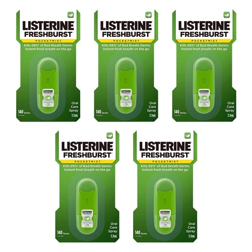 Listerine Freshburst PocketMist Oral Care Spray 7.7mL Pack of 5