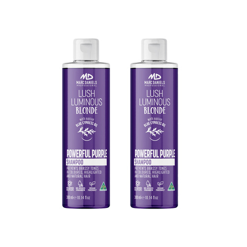 Marc Daniels Powerful Purple Luminous Blonde Shampoo 300ml x2 Tone and Shine