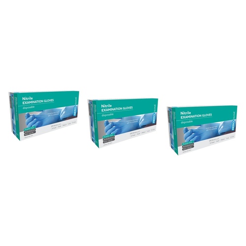 Aerosure Glove Nitrile Gloves Medium 100 Pack Bundle of 3