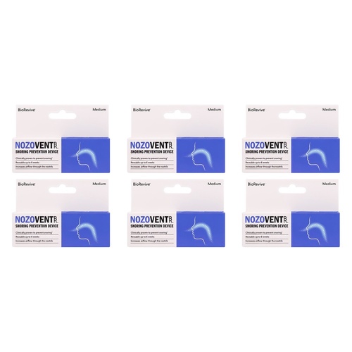 BioRevive Nozovent Snoring Prevention Device Medium Pack of 6