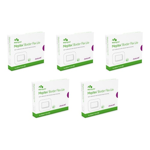 Molnlycke Mepilex Border Flex Lite Foam Dressing 5cm 10 Pack Bundle of 5