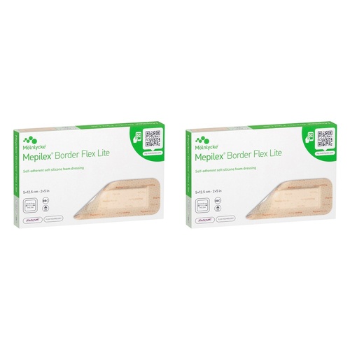 Molnlycke Mepilex Border Flex Lite Foam Dressing 5cm x 12.5cm Pack Bundle of 2