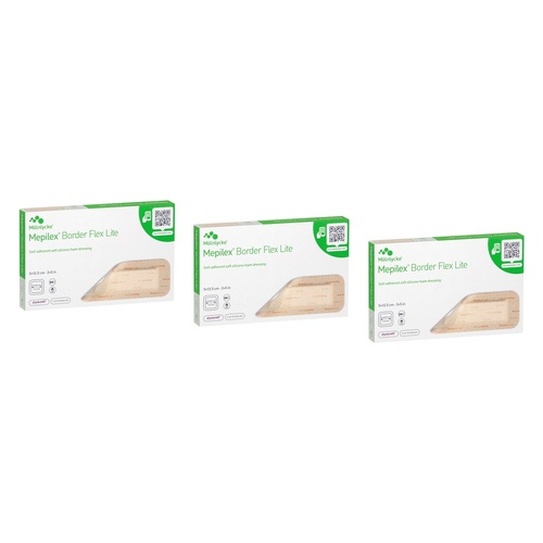 Molnlycke Mepilex Border Flex Lite Foam Dressing 5cm x 12.5cm Pack Bundle of 3