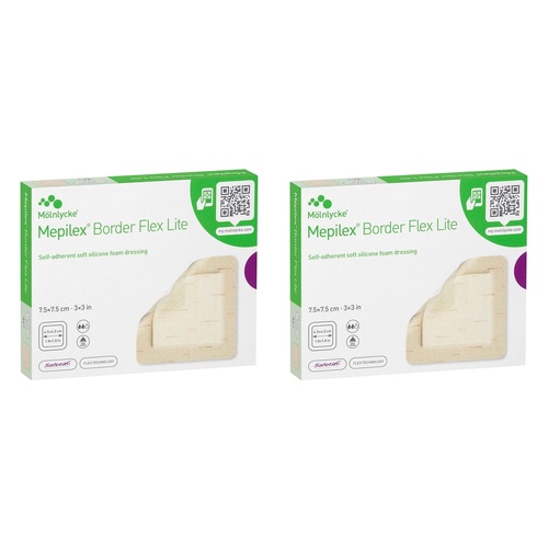 Molnlycke Mepilex Border Flex Lite Foam Dressing 7.5cm x 7.5cm 5 Bundle of 2