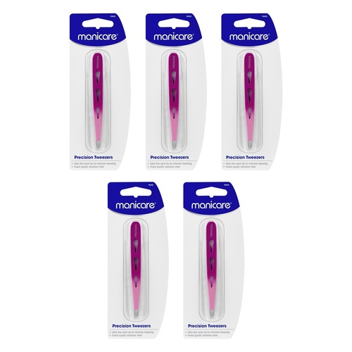 Manicare Precision Tweezers, Pink x 3 Bundle of 5