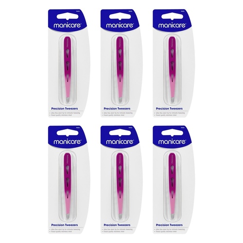 Manicare Precision Tweezers, Pink x 3 Bundle of 6