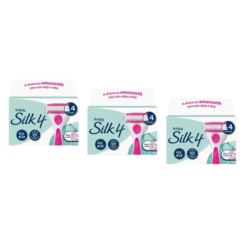 Schick Silk 4 Refill Cartridges 4 Pack Bundle of 3