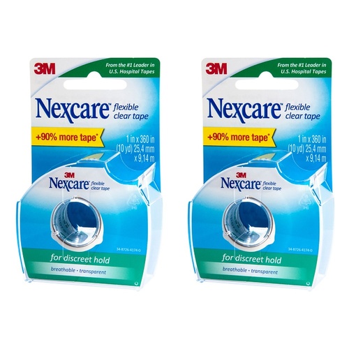 Nexcare Flexible Clear Tape Dispenser 25.4mm x 9.14m 1 Roll Pack of 2