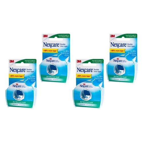 Nexcare Flexible Clear Tape Dispenser 25.4mm x 9.14m 1 Roll Pack of 4