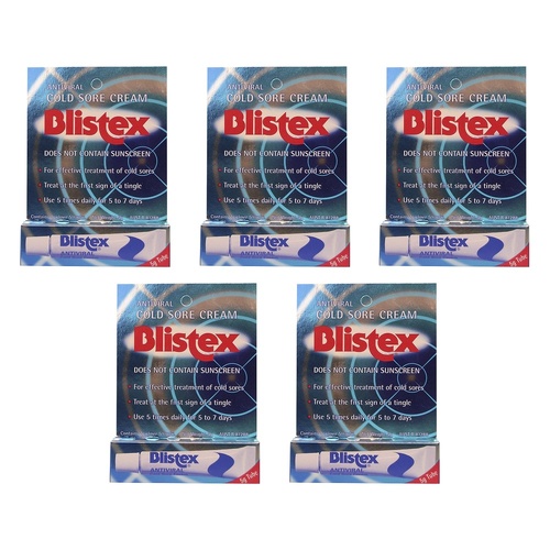 Blistex Antiviral Cold Sore Cream 5g Pack of 5