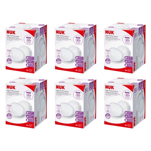 Nuk High Performance Disposable Breast Pads 60 Pack Bundle of 6