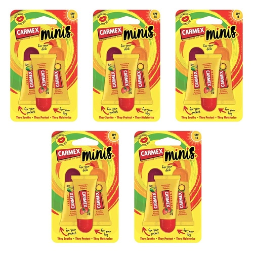 Carmex Minis Lip Balm Tubes SPF 15 3 x 5g Pack of 5