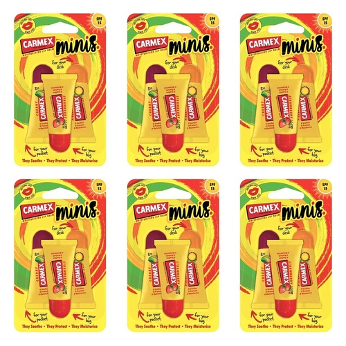 Carmex Minis Lip Balm Tubes SPF 15 3 x 5g Pack of 6