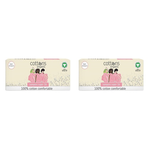 Cottons Tampons Super 16 Pack x 10 Bundle of 2