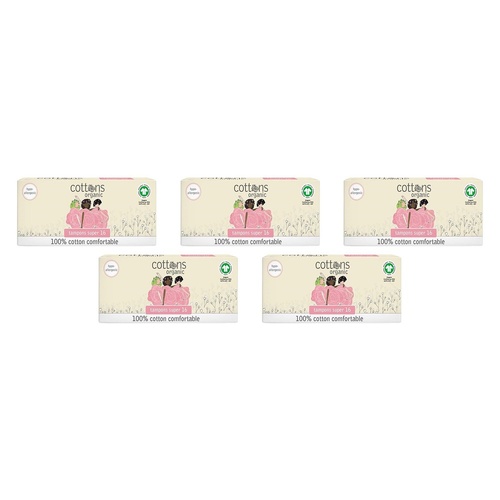 Cottons Tampons Super 16 Pack x 10 Bundle of 5