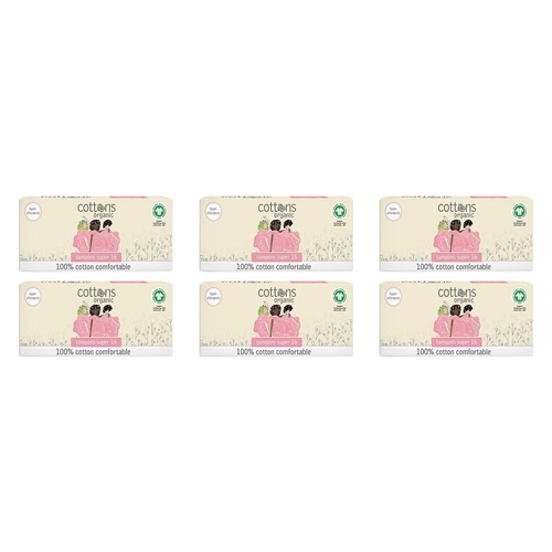 Cottons Tampons Super 16 Pack x 10 Bundle of 6