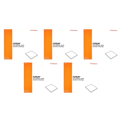 Cutilin Wound Dressing 10cm x 20cm 100 Pack Bundle of 5