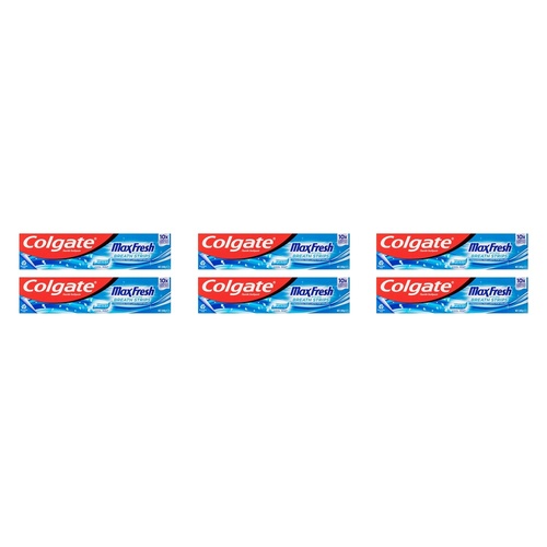 Colgate Max Fresh Cool Mint Toothpaste with Mini Breath Strips 200g Pack of 6