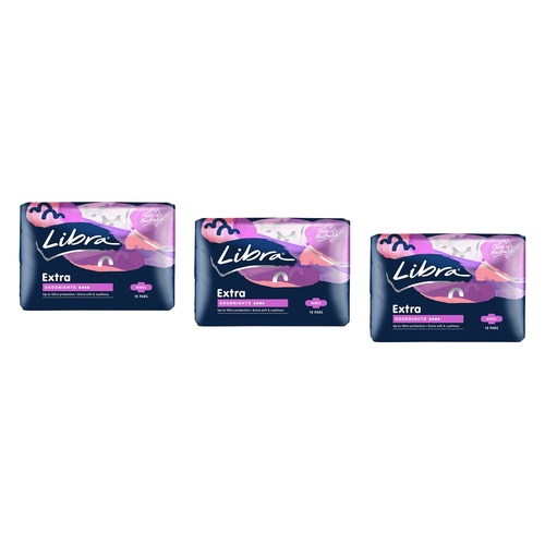 Libra Extra Goodnights Extra Long Pads with Wings 10 Pack x 6 Bundle of 3
