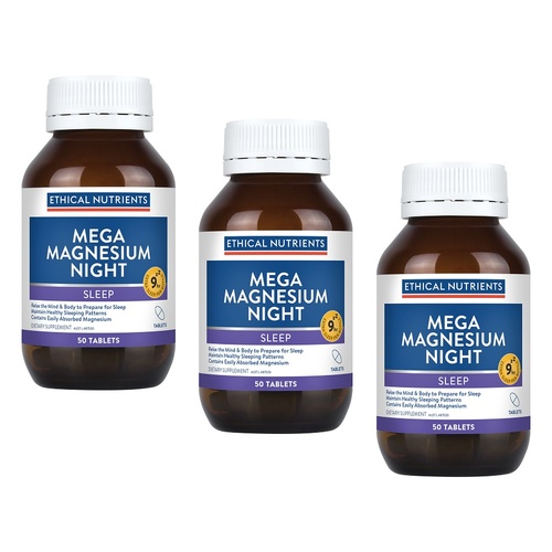 Ethical Nutrients Mega Magnesium Night 50 Tablets Pack of 3