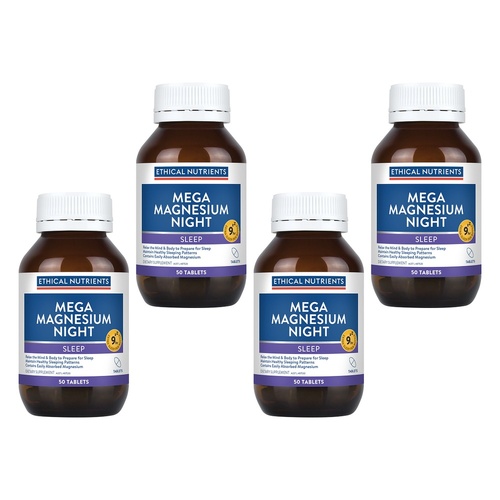Ethical Nutrients Mega Magnesium Night 50 Tablets Pack of 4