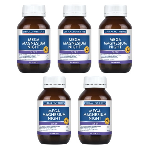 Ethical Nutrients Mega Magnesium Night 50 Tablets Pack of 5