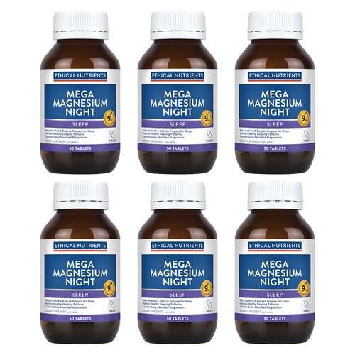 Ethical Nutrients Mega Magnesium Night 50 Tablets Pack of 6