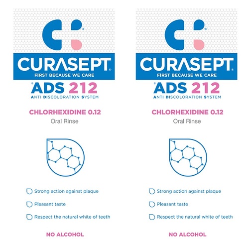 Curasept Chlorhexidine 0.12% Oral Rinse Mouthwash 200mL Pack of 2