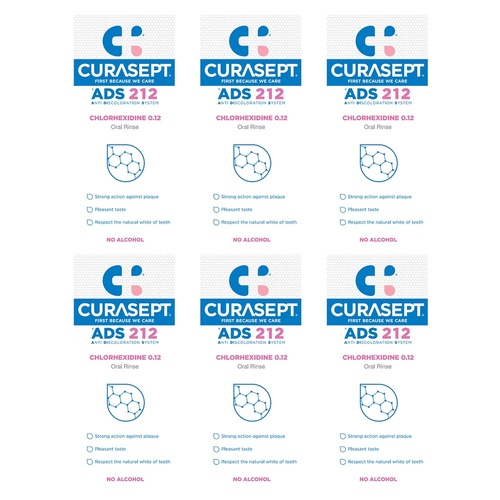 Curasept Chlorhexidine 0.12% Oral Rinse Mouthwash 200mL Pack of 6