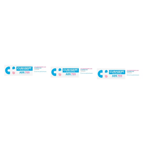 Curasept Chlorhexidine Toothpaste 0.05% 75mL Pack of 3