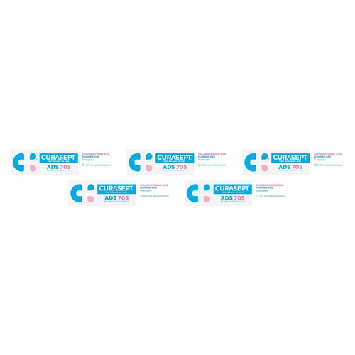 Curasept Chlorhexidine Toothpaste 0.05% 75mL Pack of 5