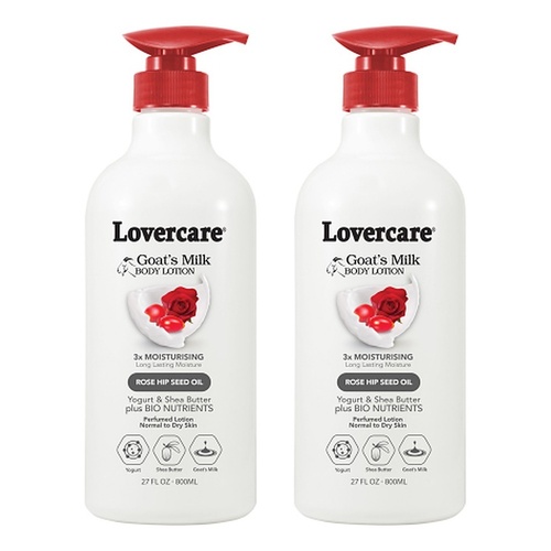 Lovercare Goat's Milk Body Lotion, Rose Hip Seed Oil, 800mL Pack of 2