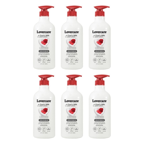 Lovercare Goat's Milk Body Lotion, Rose Hip Seed Oil, 800mL Pack of 6