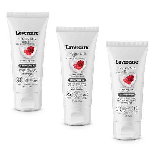 Lovercare Goat's Milk 2-in-1 Hand Cream & Body Lotion Rose Hip Seed Pack of 3