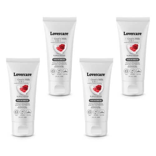 Lovercare Goat's Milk 2-in-1 Hand Cream & Body Lotion Rose Hip Seed Pack of 4
