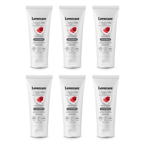 Lovercare Goat's Milk 2-in-1 Hand Cream & Body Lotion Rose Hip Seed Pack of 6