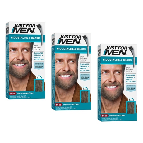 Just For Men Moustache & Beard Colour Medium Brown 40mL Pack of 3