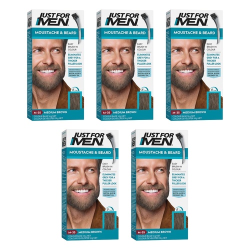 Just For Men Moustache & Beard Colour Medium Brown 40mL Pack of 5
