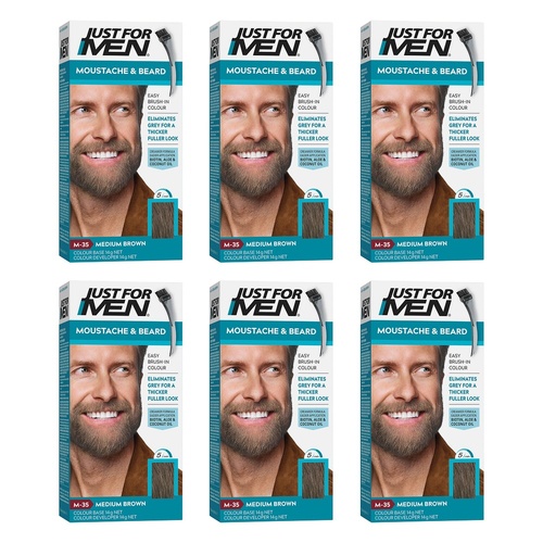 Just For Men Moustache & Beard Colour Medium Brown 40mL Pack of 6