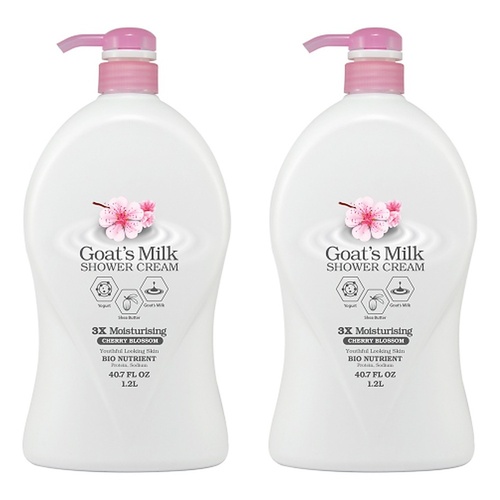 Lovercare Goat's Milk Shower Cream Cherry Blossom 1.2L Pack of 2