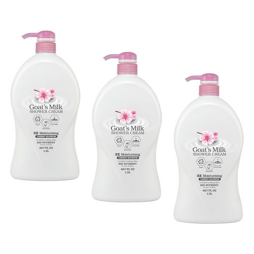 Lovercare Goat's Milk Shower Cream Cherry Blossom 1.2L Pack of 3