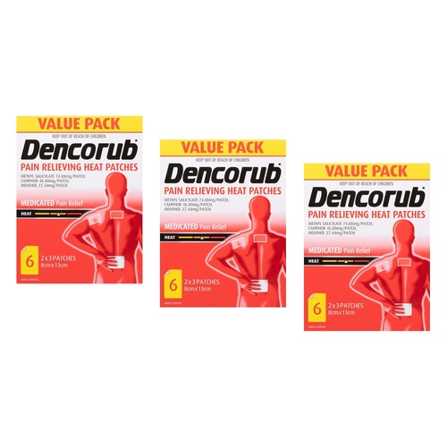 Dencorub Pain Relieving Heat Patches 6 Patches Pack of 3